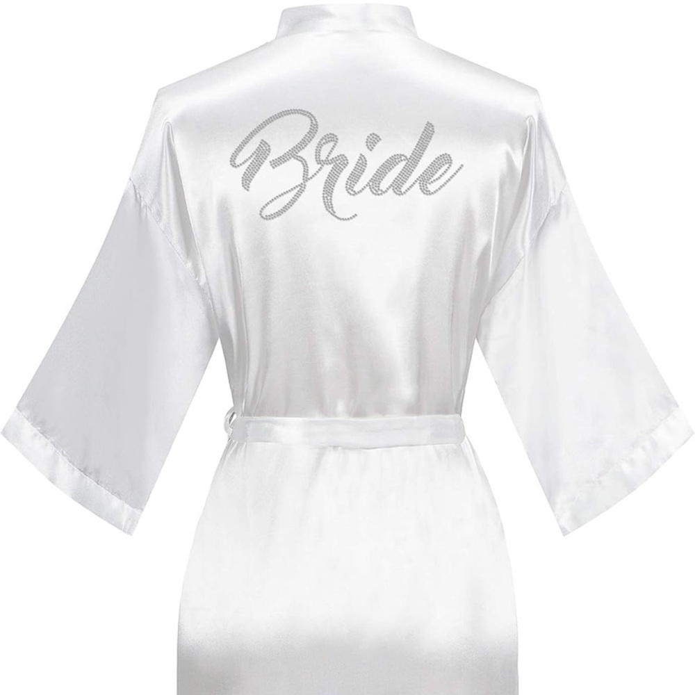 Elegant White Satin Bridal Robe